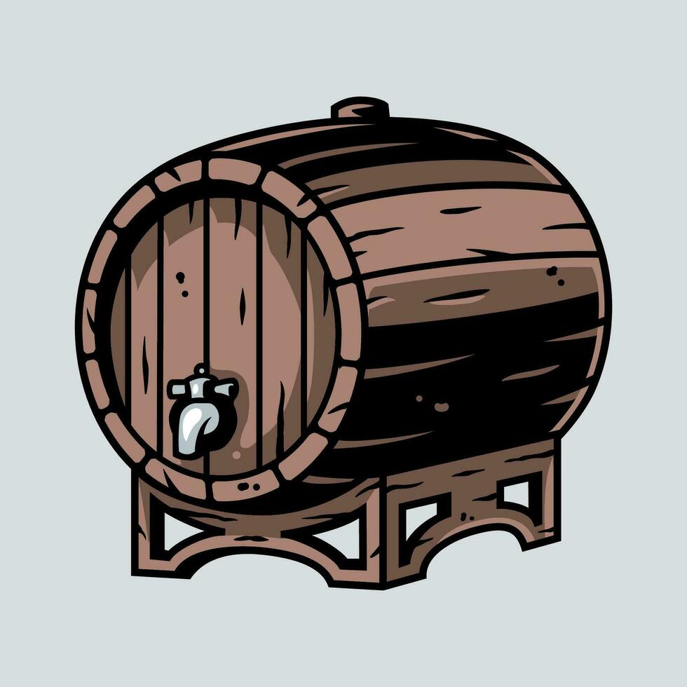 de madera barril para cerveza vino whisky bar vector