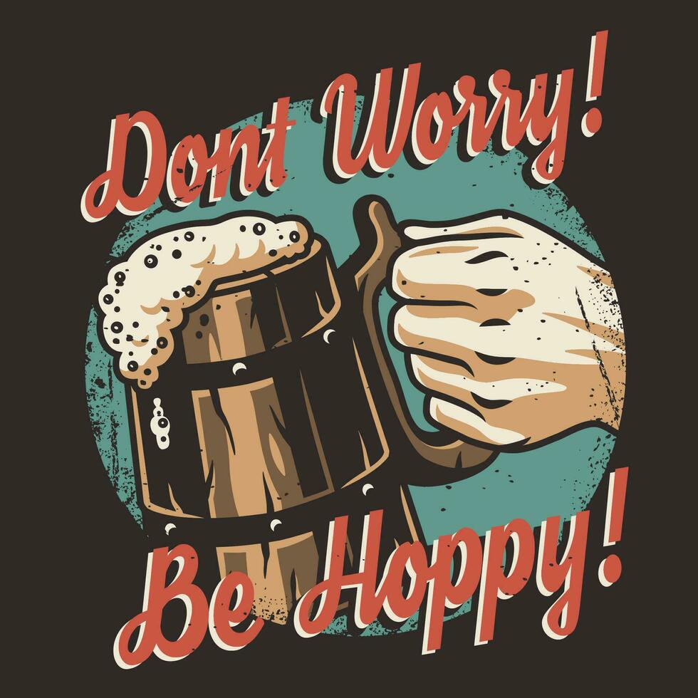 T-shirt colored print with beer mug with foam vector