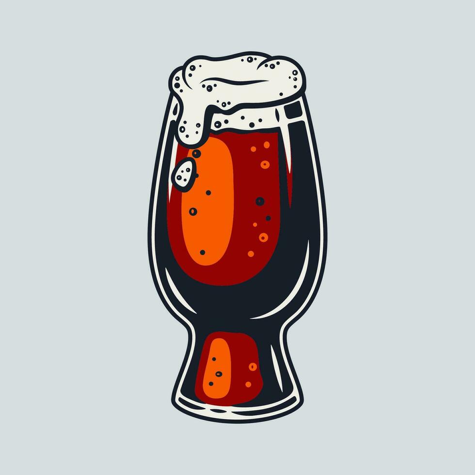 Colored beer mug with foam bar menu vector