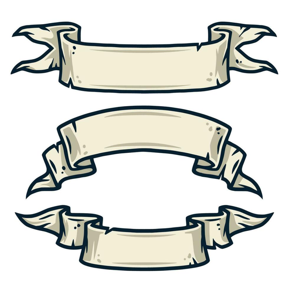 Set of different tipes of retro vintage ribbon vector