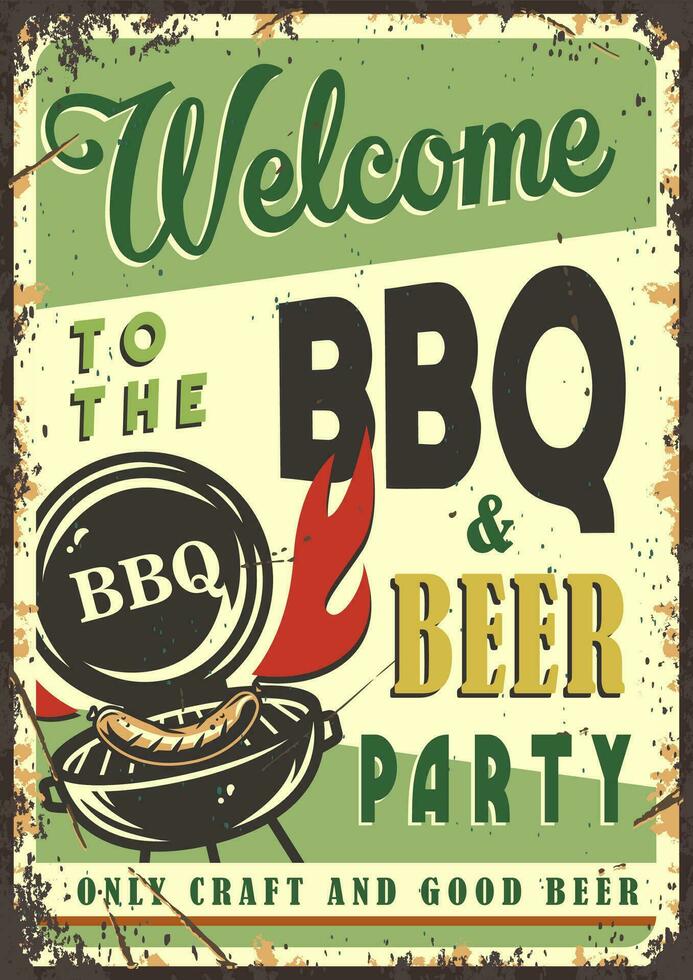 Retro poster with barbeque maker and BBQ sausage vector