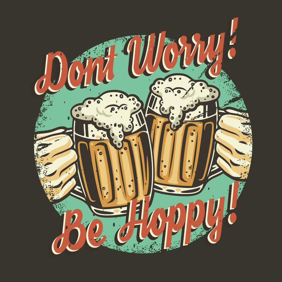 camiseta de colores impresión con cerveza jarra con espuma vector