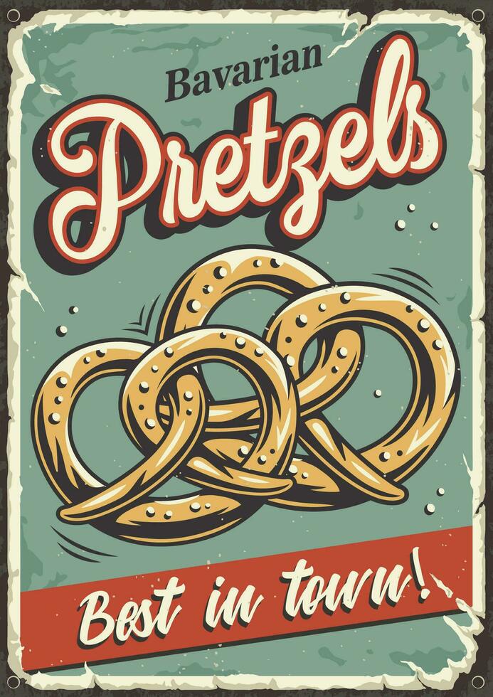 Retro grange poster with bavarian beer pretzels vector