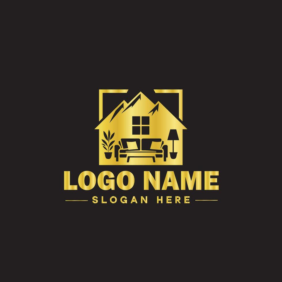 Real estate logo property house home construction building logo icon editable vector