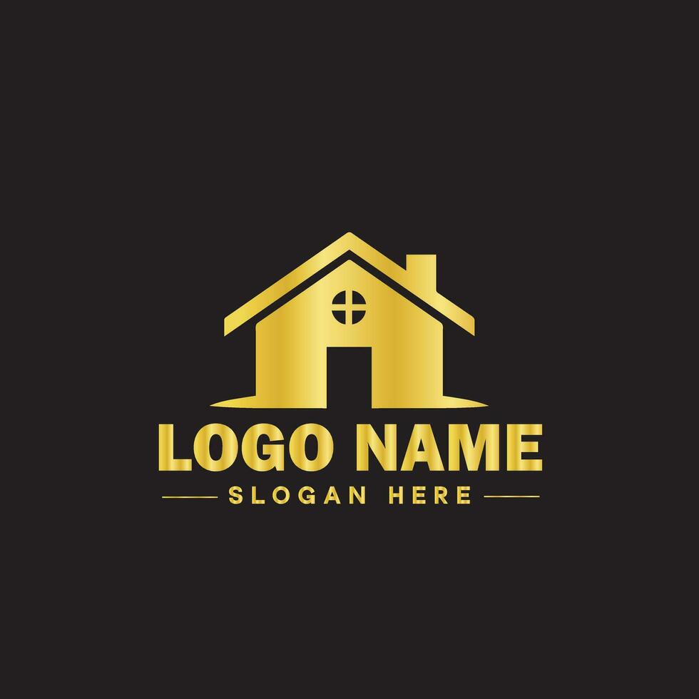 Real estate logo property house home construction building logo icon editable vector