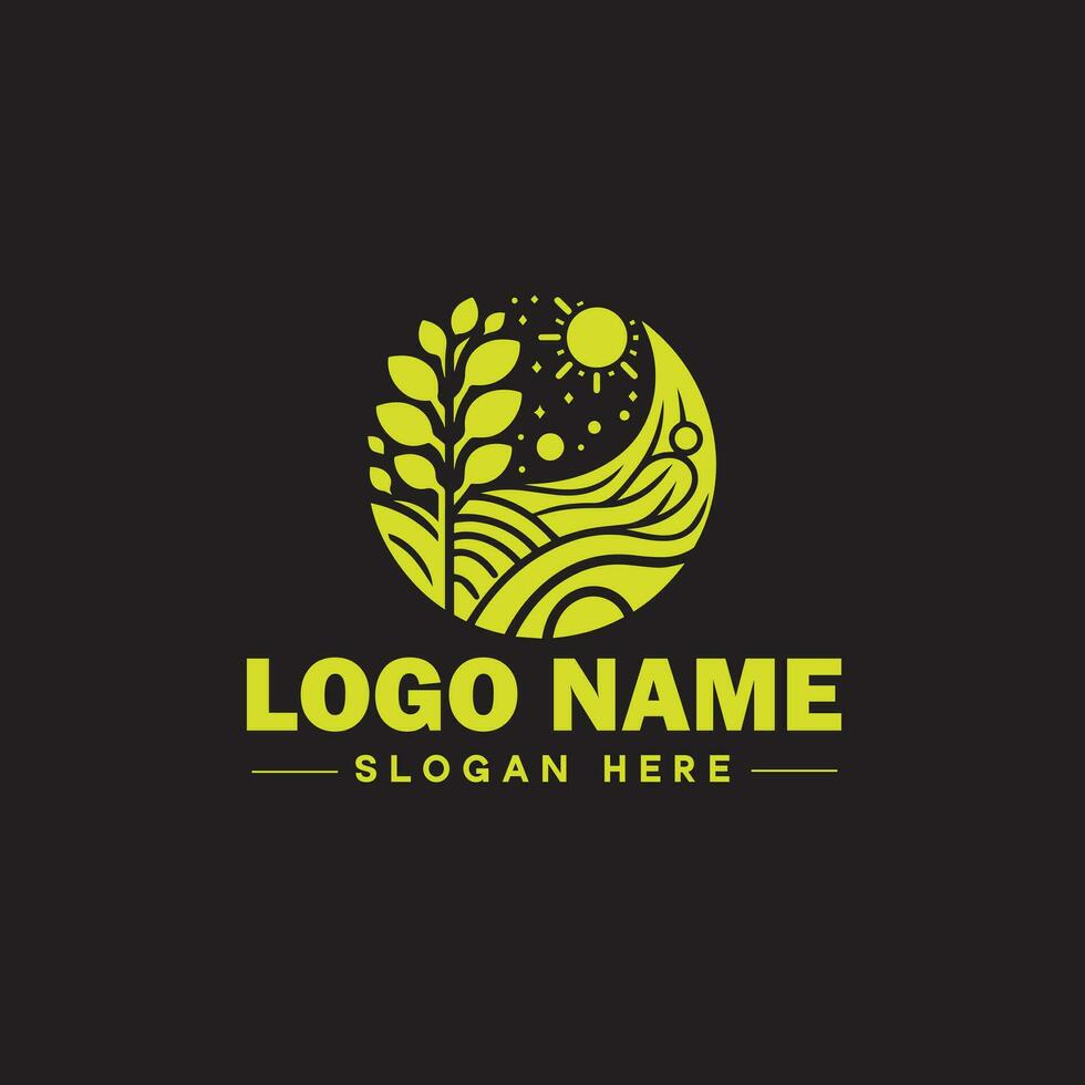 Environmental logo ecologic green nature farm business logo icon editable vector