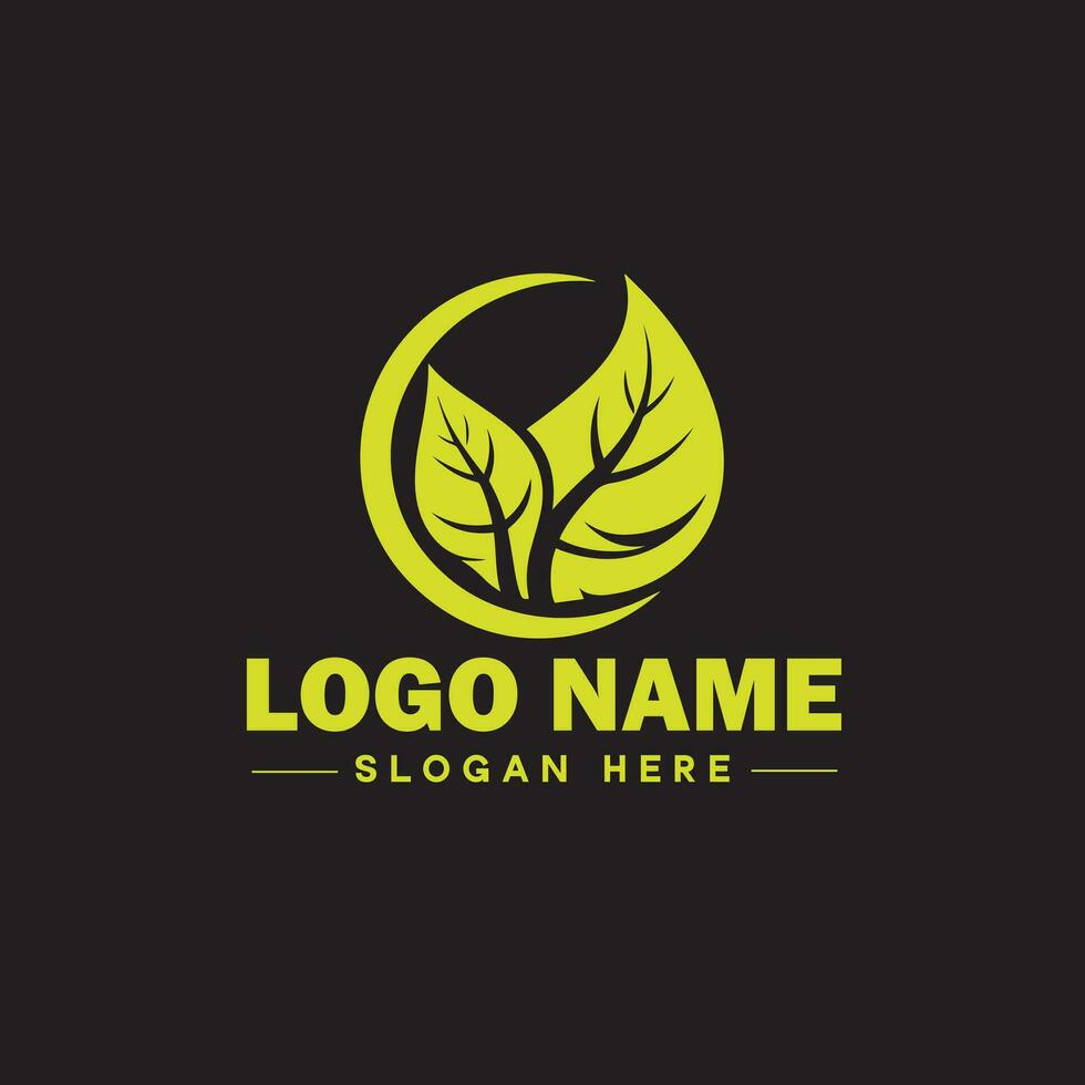 ambiental logo ecológico verde naturaleza granja negocio logo icono editable vector
