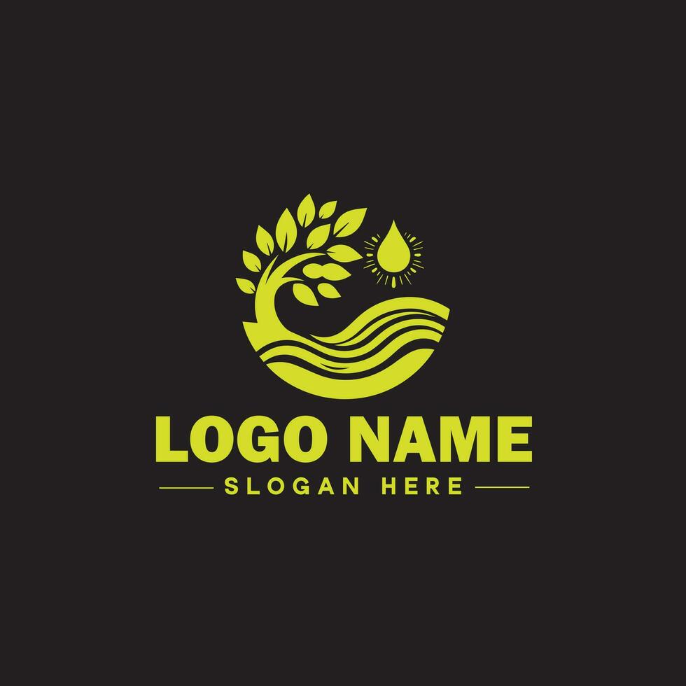 ambiental logo ecológico verde naturaleza granja negocio logo icono editable vector