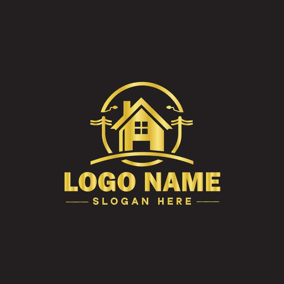 Real estate logo property house home construction building logo icon editable vector