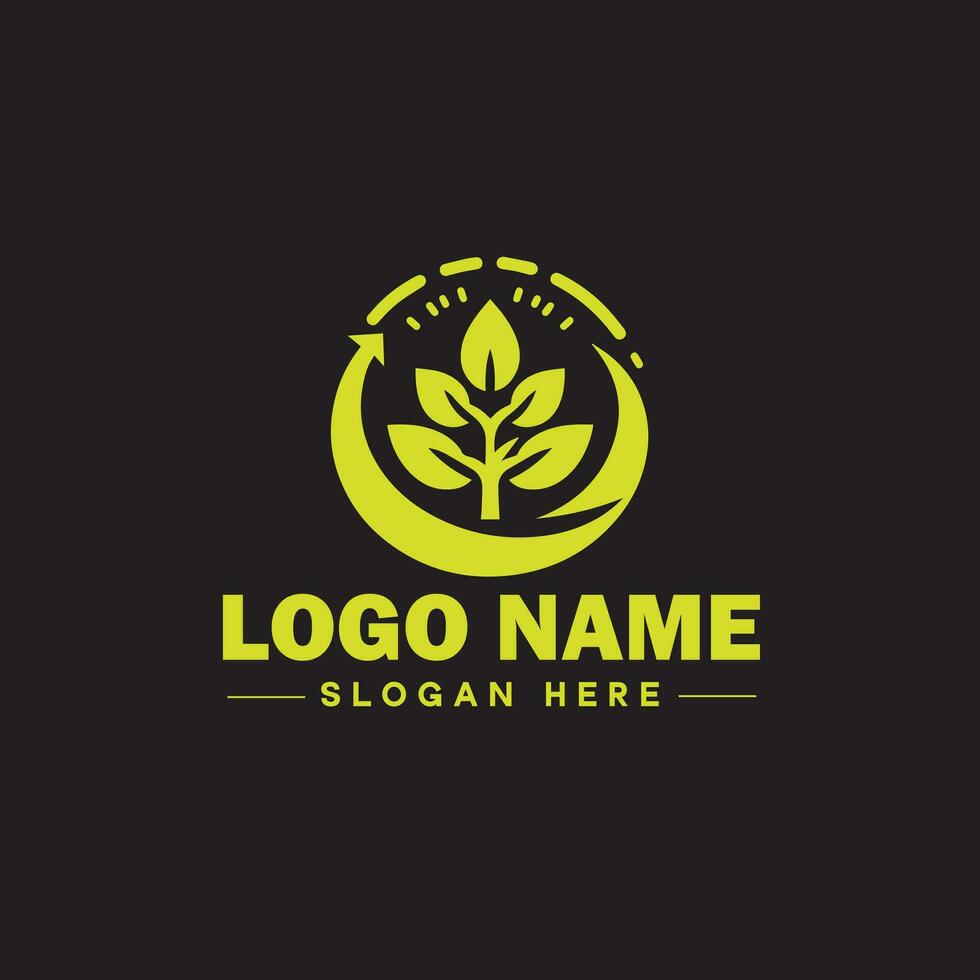 ambiental logo ecológico verde naturaleza granja negocio logo icono editable vector