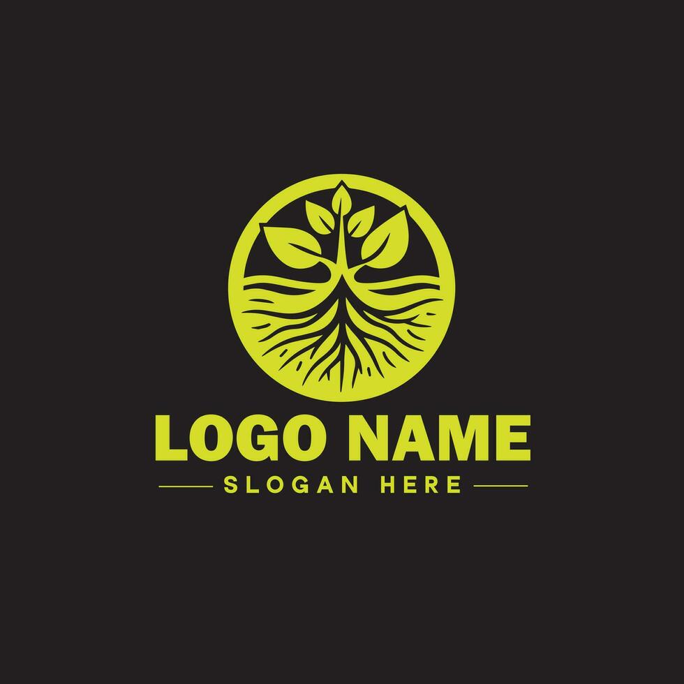 Environmental logo ecologic green nature farm business logo icon editable vector