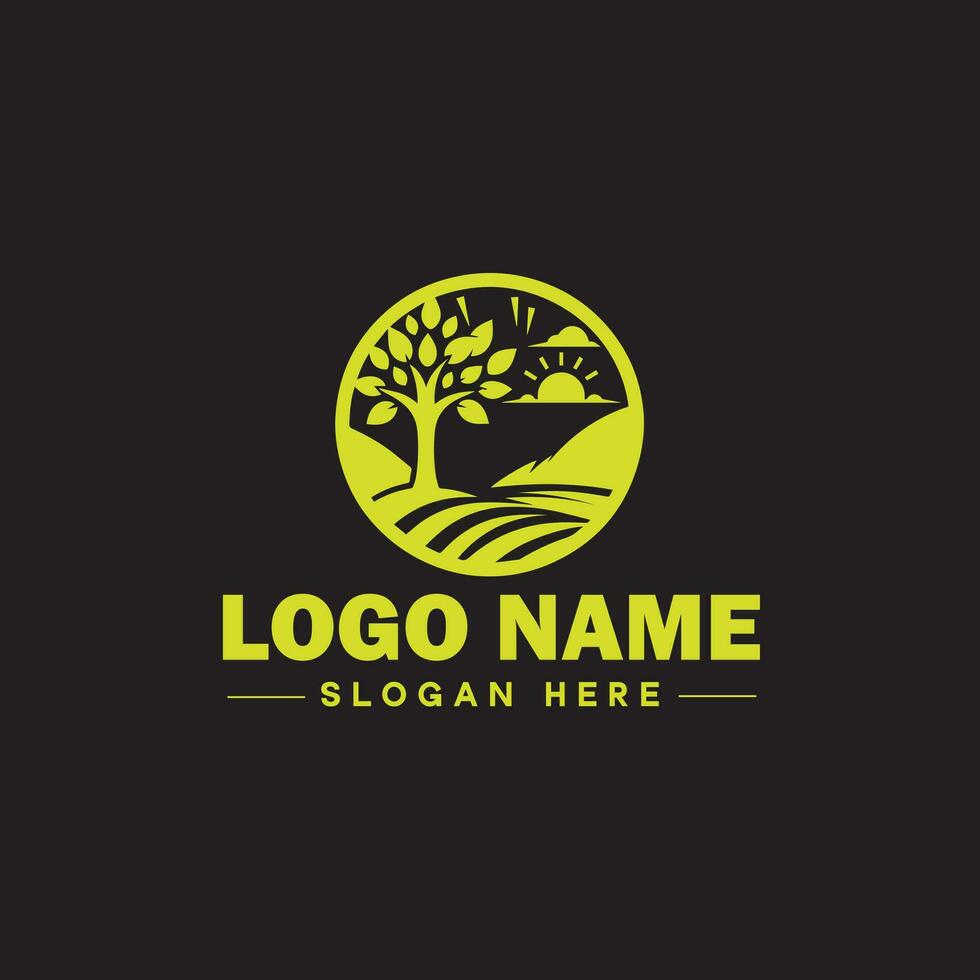 ambiental logo ecológico verde naturaleza granja negocio logo icono editable vector