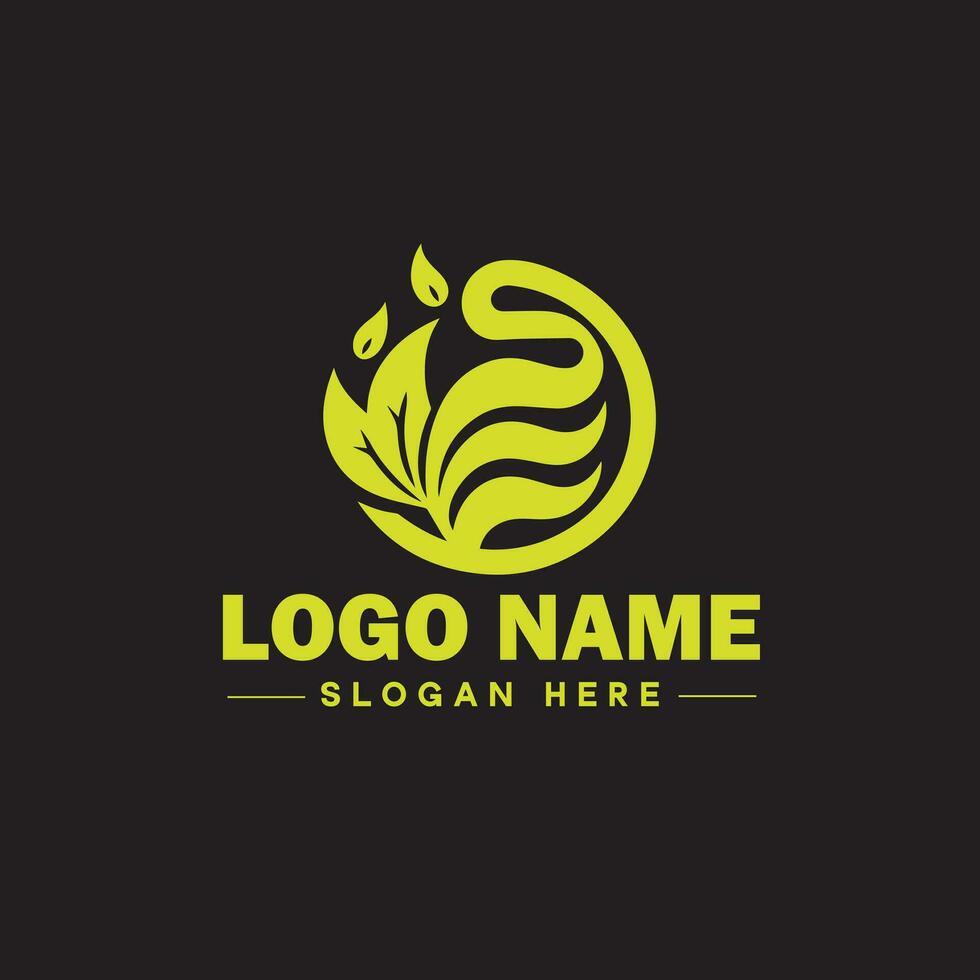 ambiental logo ecológico verde naturaleza granja negocio logo icono editable vector