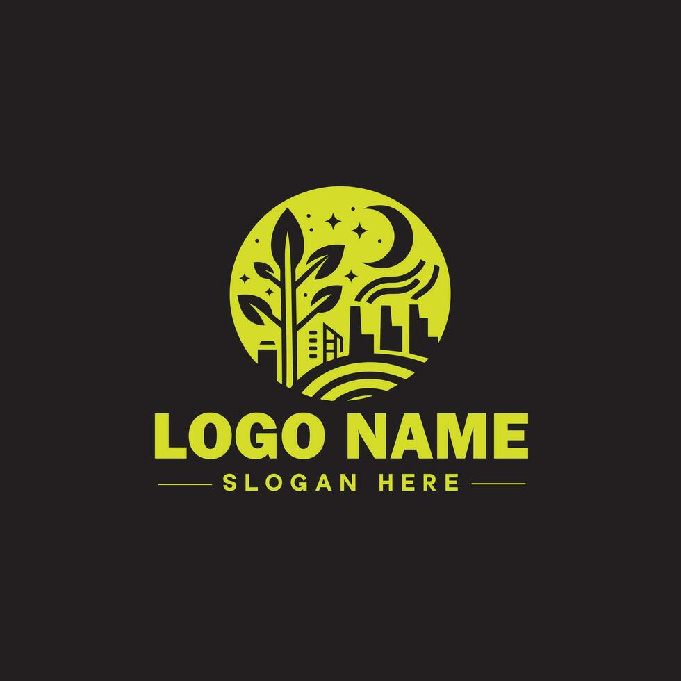 ambiental logo ecológico verde naturaleza granja negocio logo icono editable vector