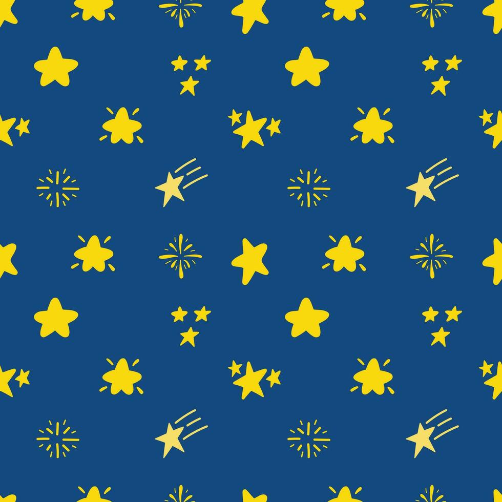 Star and sparkle doodle hand drawn seamless pattern background for wrapping and wallpaper vector