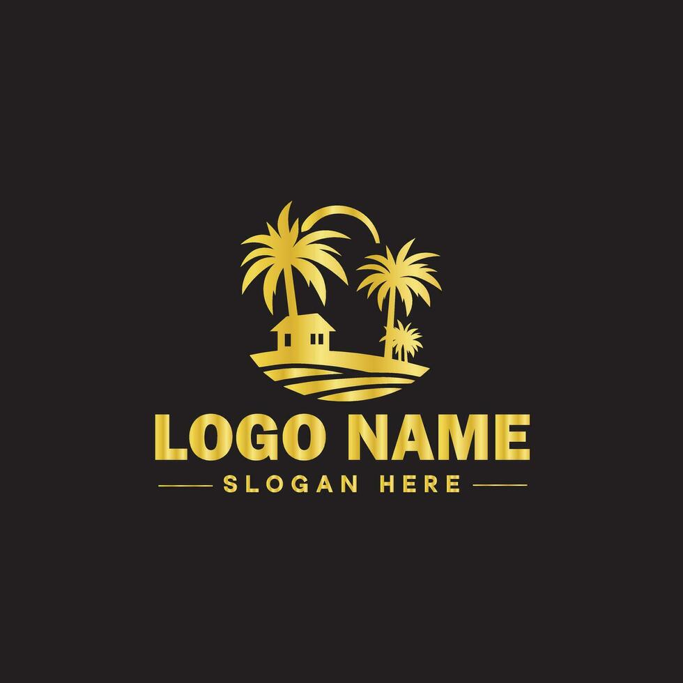 Real estate logo property house home construction building logo icon editable vector