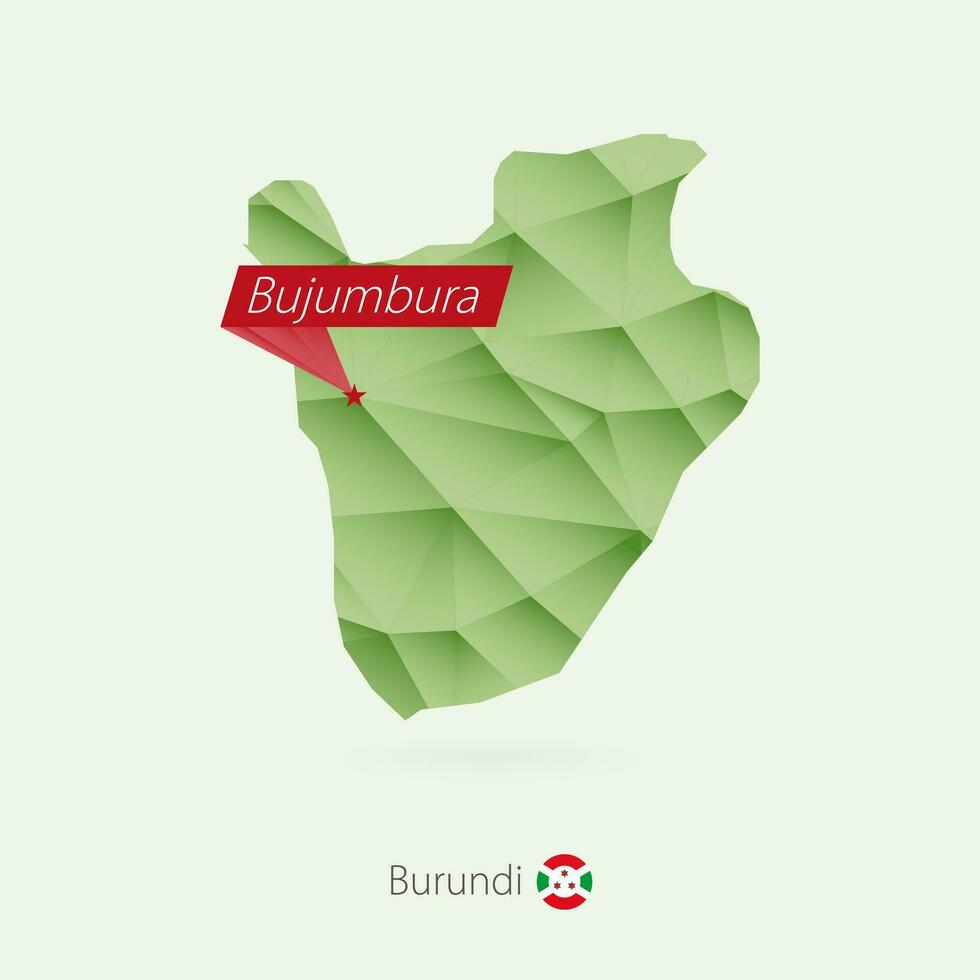 verde degradado bajo escuela politécnica mapa de Burundi con capital bujumbura vector