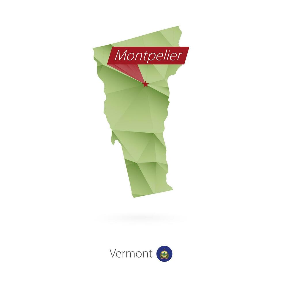 verde degradado bajo escuela politécnica mapa de Vermont con capital Montpellier vector