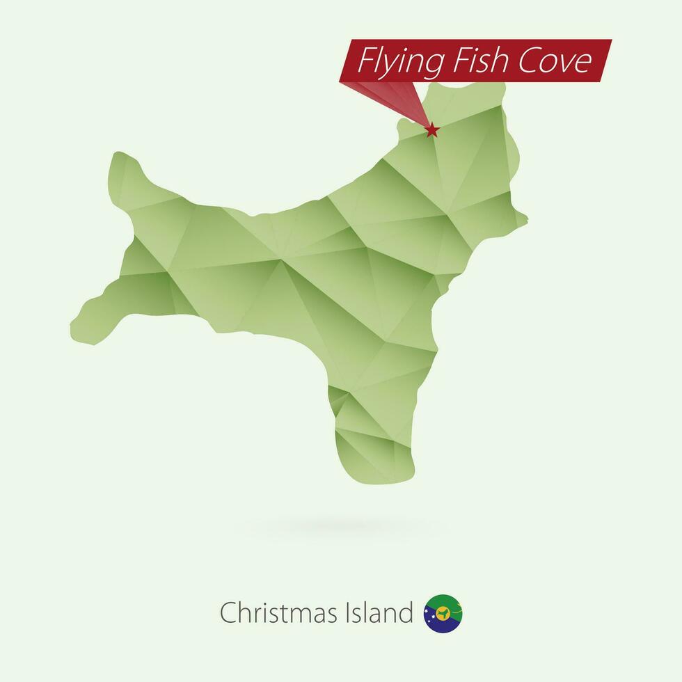 verde degradado bajo escuela politécnica mapa de Navidad isla con capital volador pescado ensenada vector