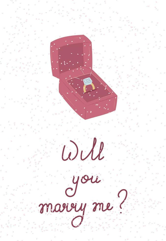 Will you merry me card with Wedding ring vector