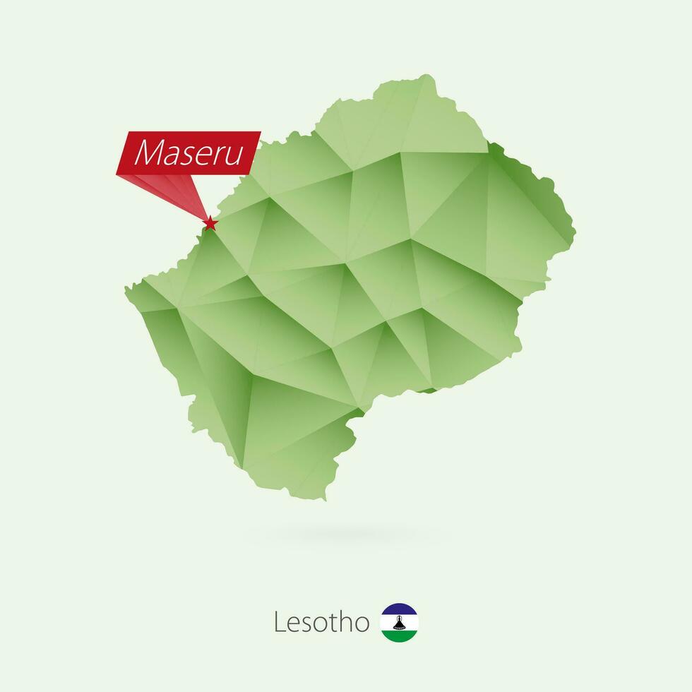 verde degradado bajo escuela politécnica mapa de Lesoto con capital maseru vector