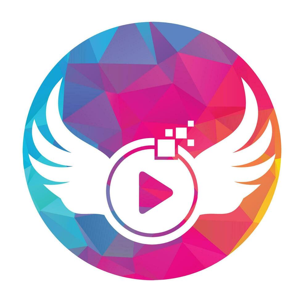 Wing Play Logo Template Design Vector. Wings play button logo illustration. vector