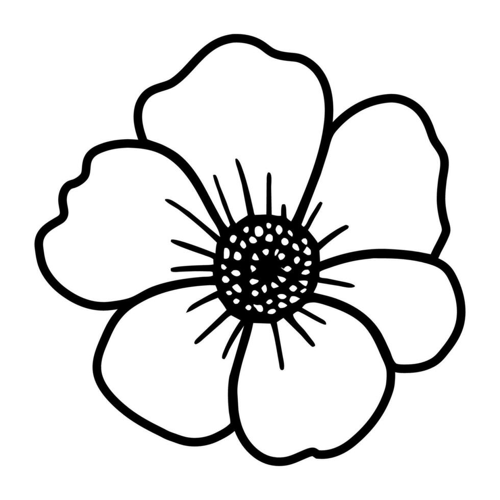 Hand drawn simple flower illustration vector