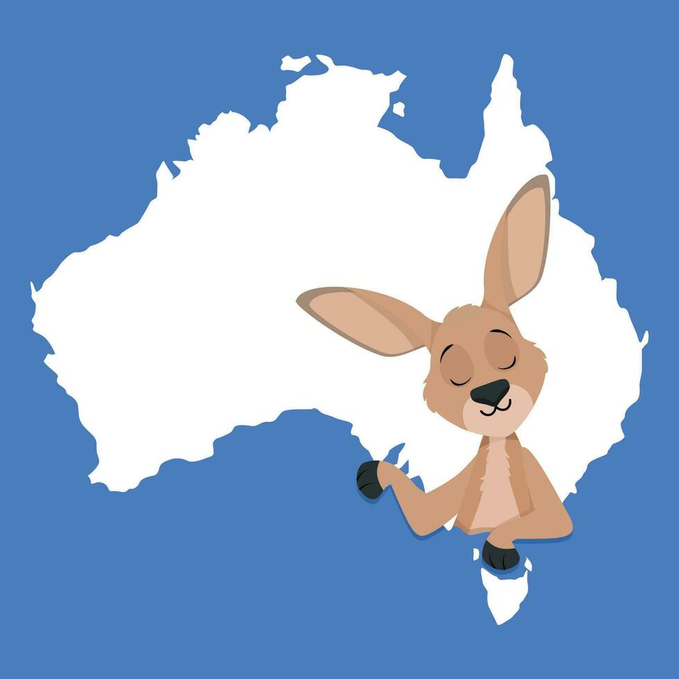 linda canguro con un mapa de Australia en honor de Australia día vector