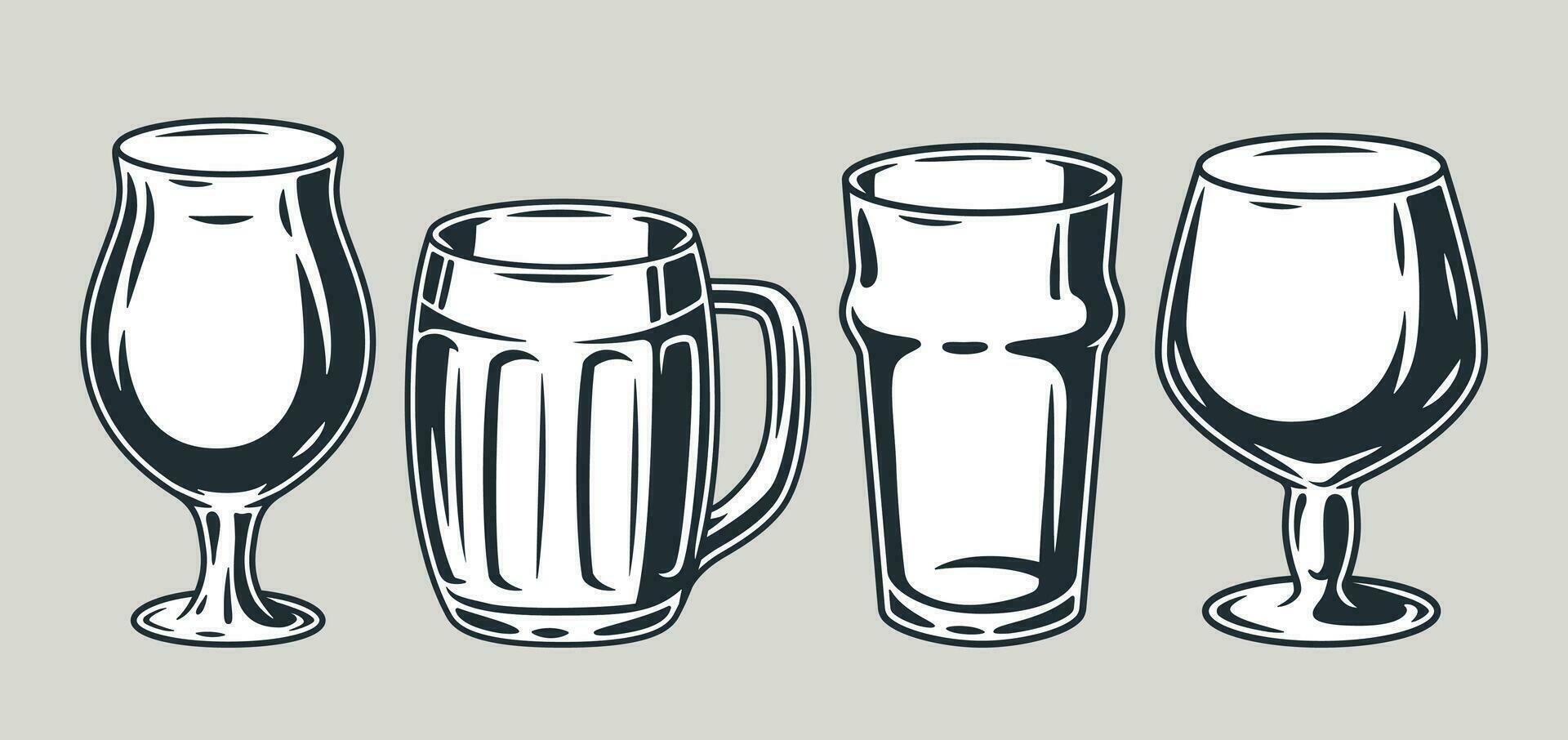 Set of beer mug with foam bar menu vector