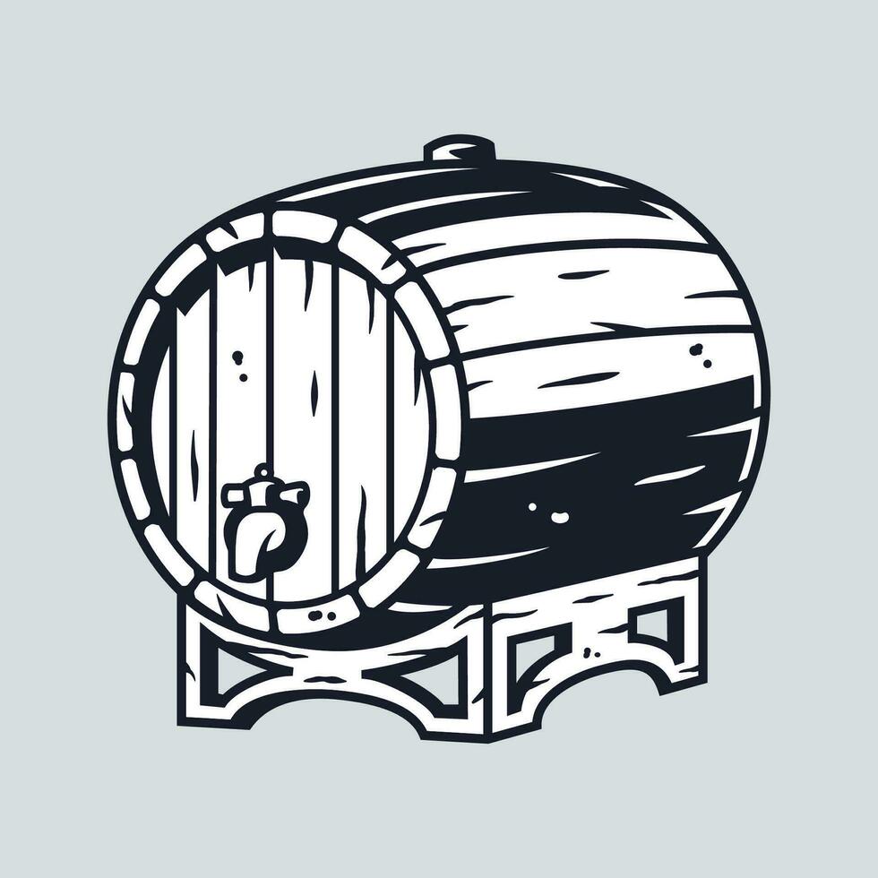 Wooden barrel for beer wine whisky bar vector