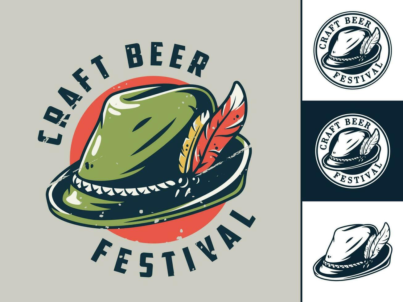 Set of print or emblem with bavarian hat for fest vector