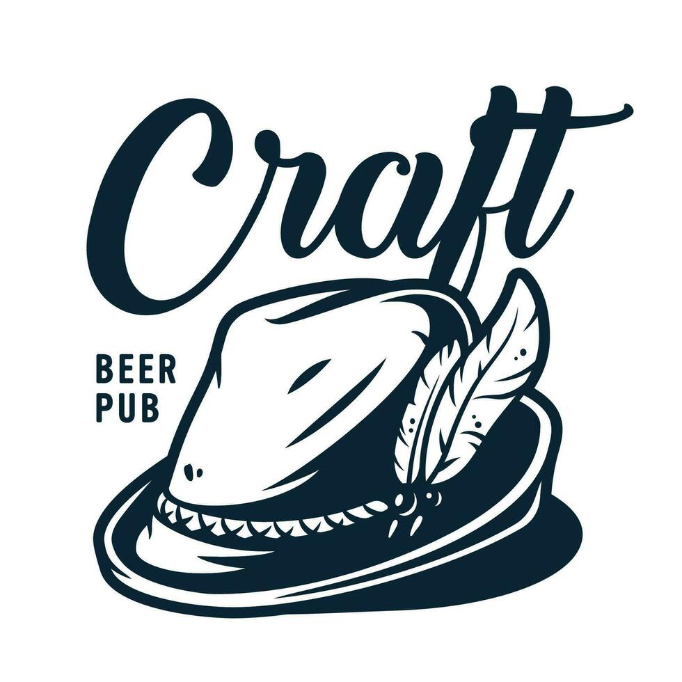 Emblem with beer bavarian hat for oktoberfest vector