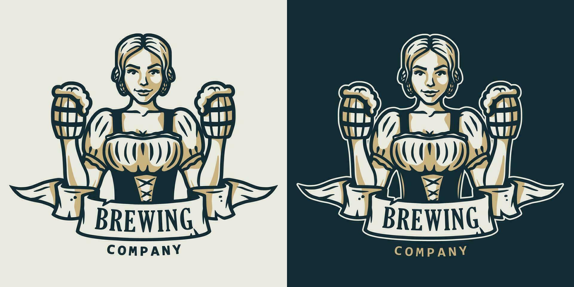 Girl with beer pint. Logo for bevery bar or pub vector