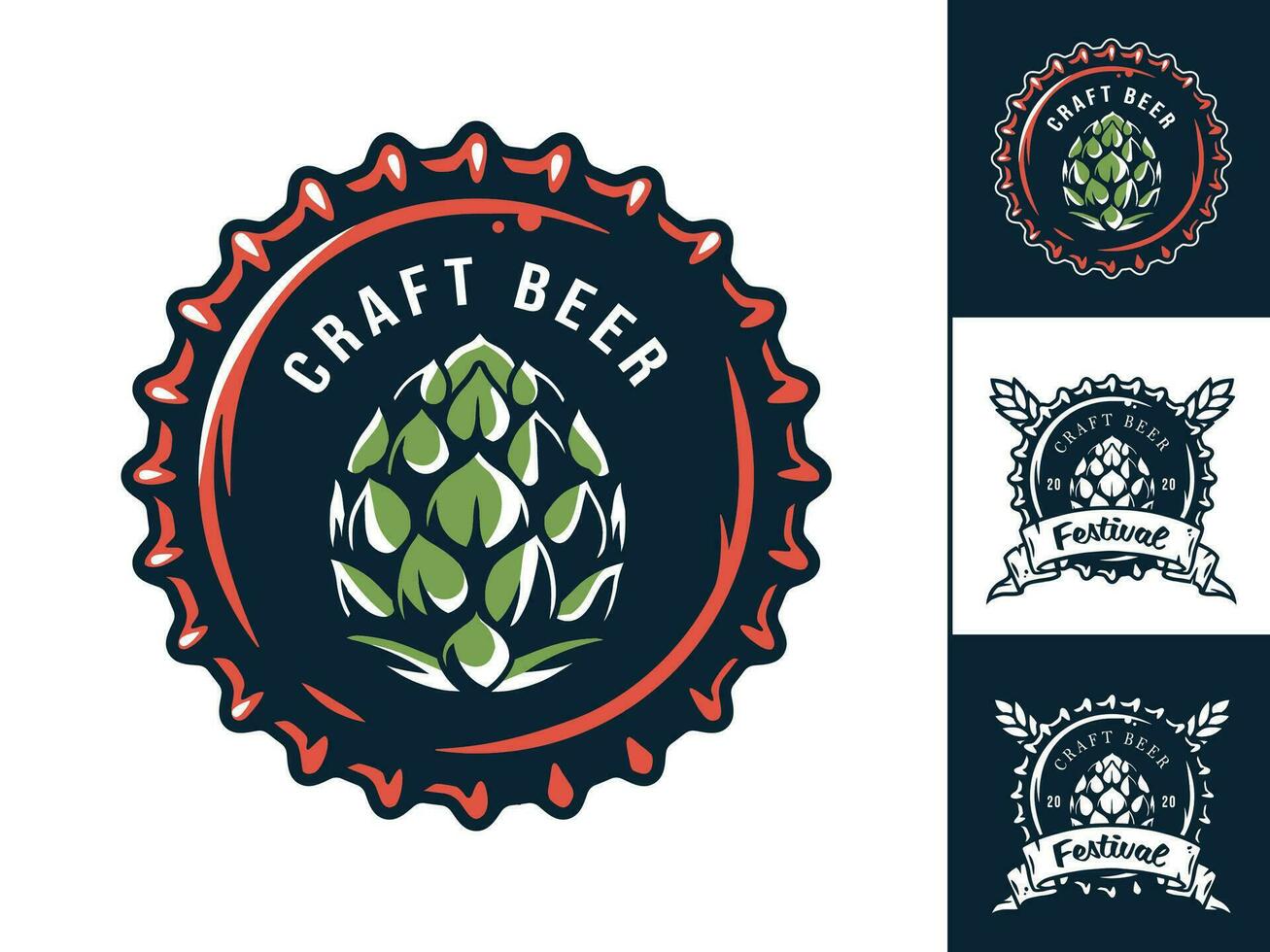 conjunto de emblema o logo con arte cerveza metal corcho vector