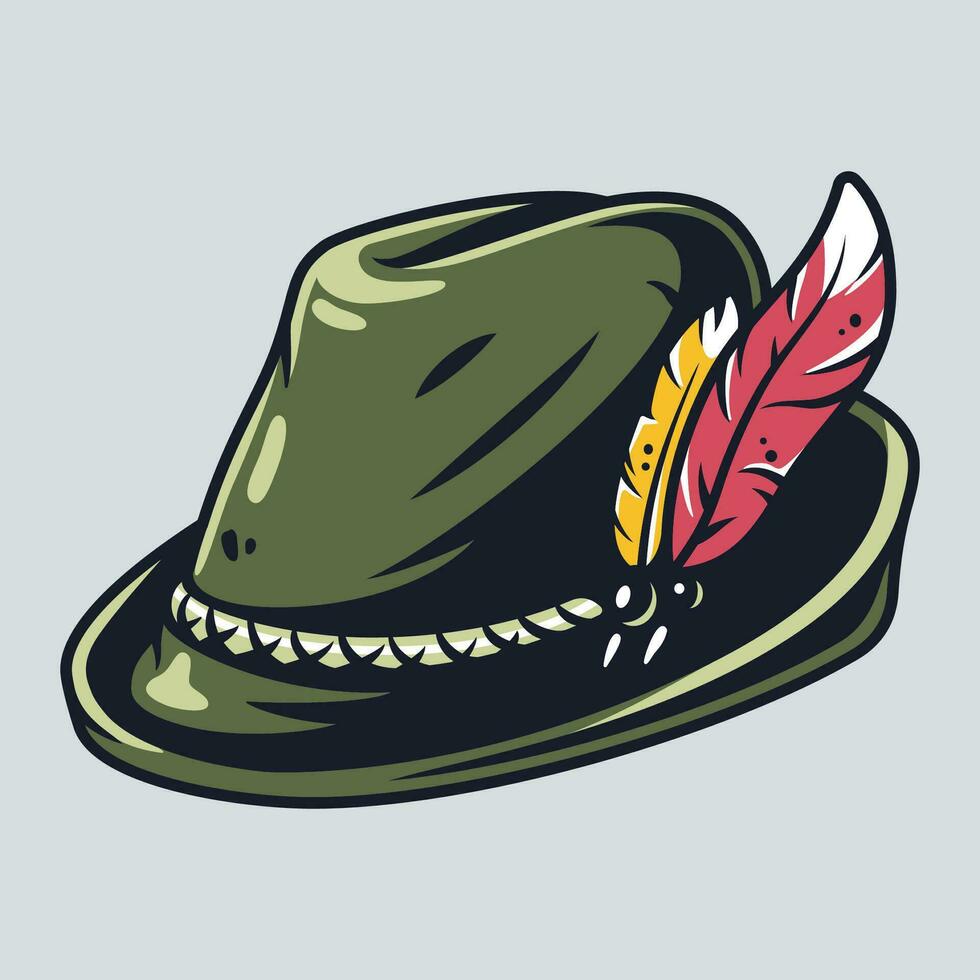 Bavarian oktoberfest hat with a feather vector