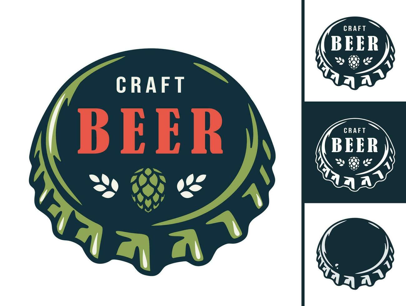 Set of emblem or logo with craft beer metal cork vector
