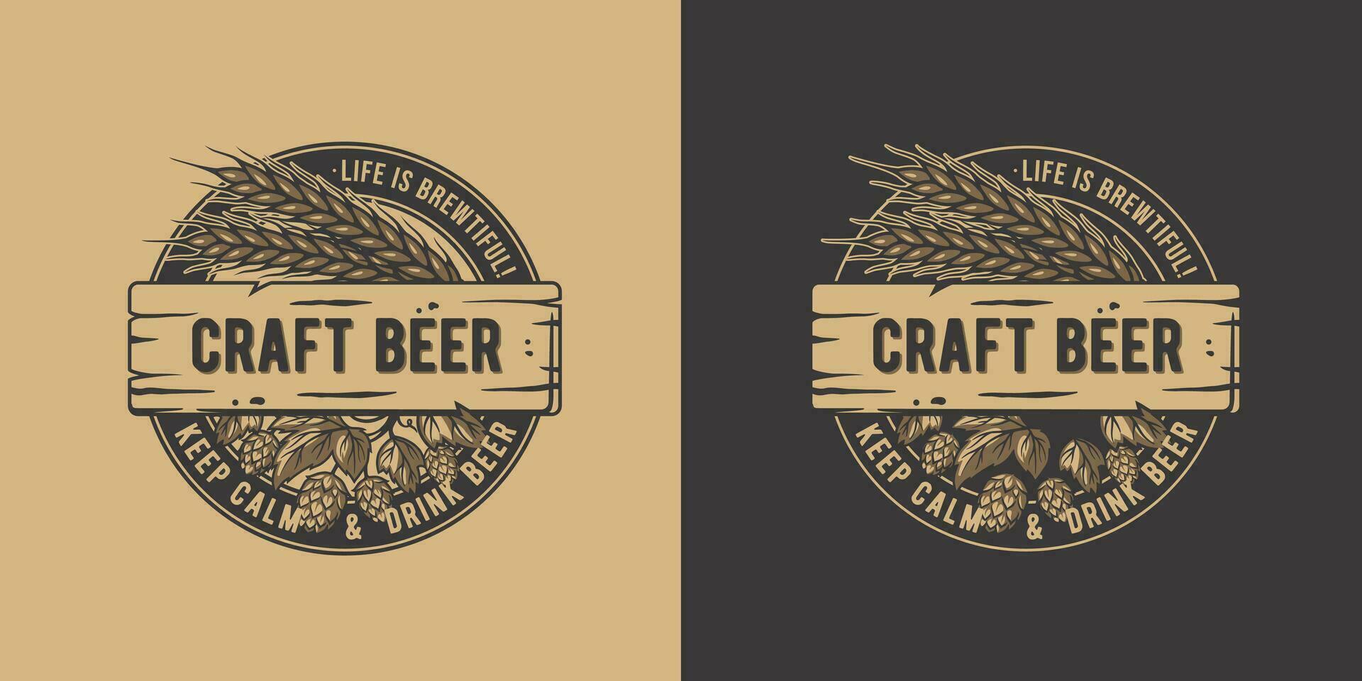 Beer barley and hop for bar. Design for brewery vector