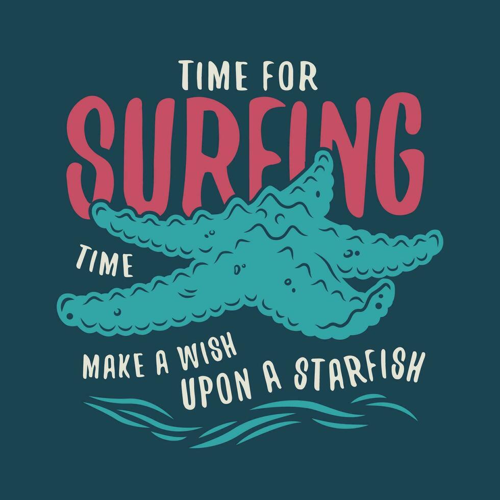 Starfish on the coast surfing summer print vector