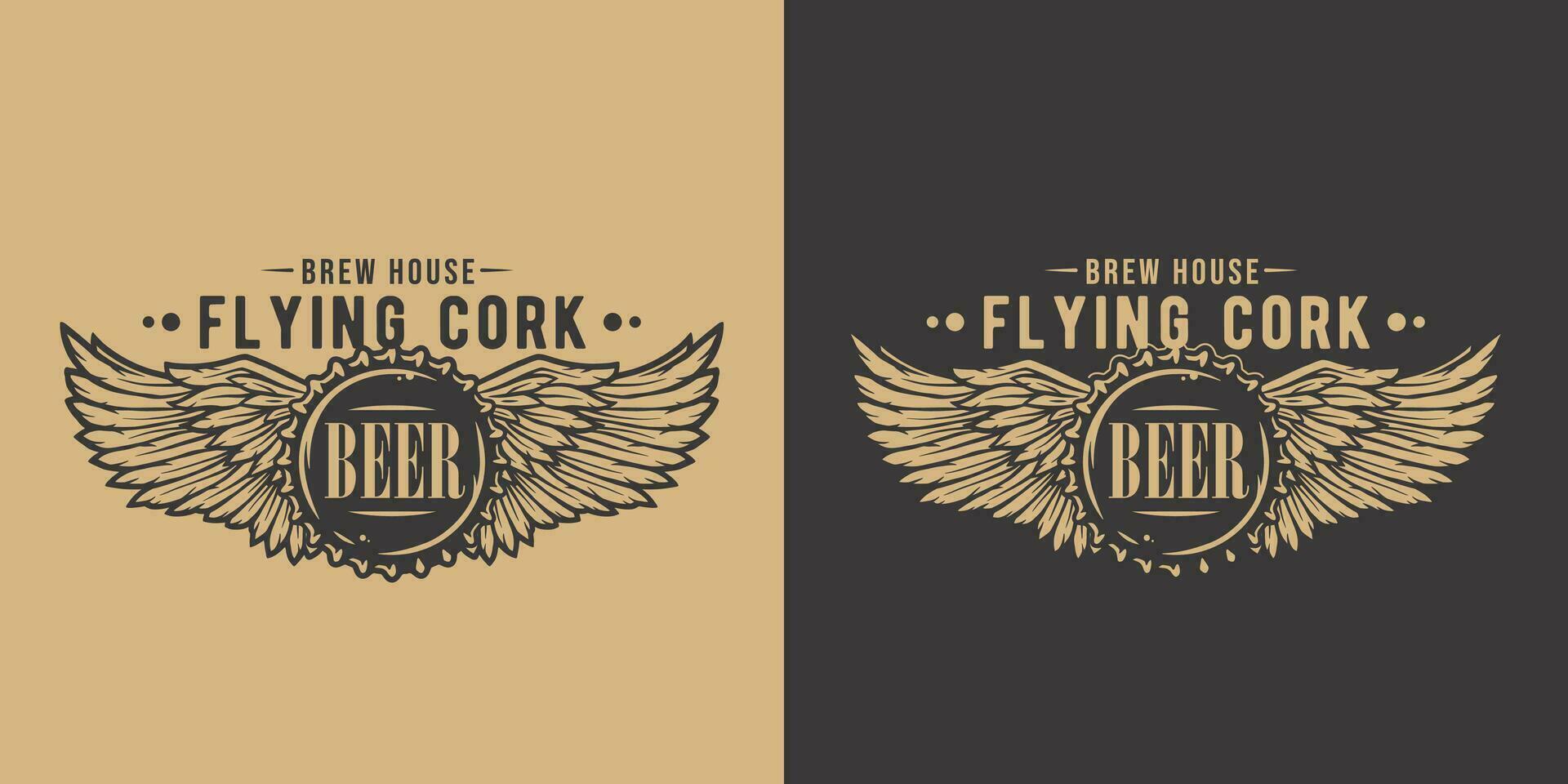 cerveza mosca salto con alas para bar. cerveza diseño vector