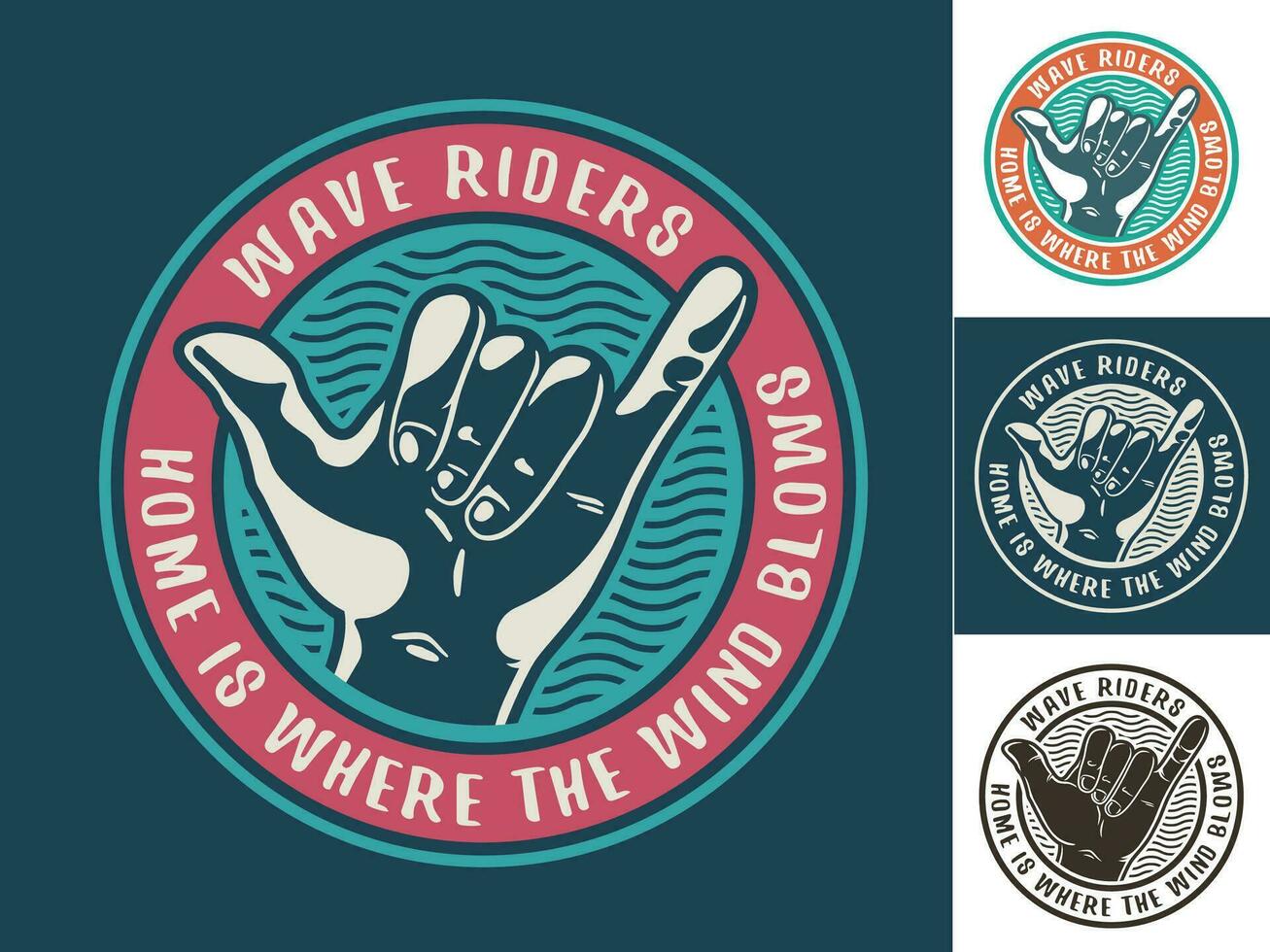 Print set of surfer hawaii gesture shaka or aloha vector