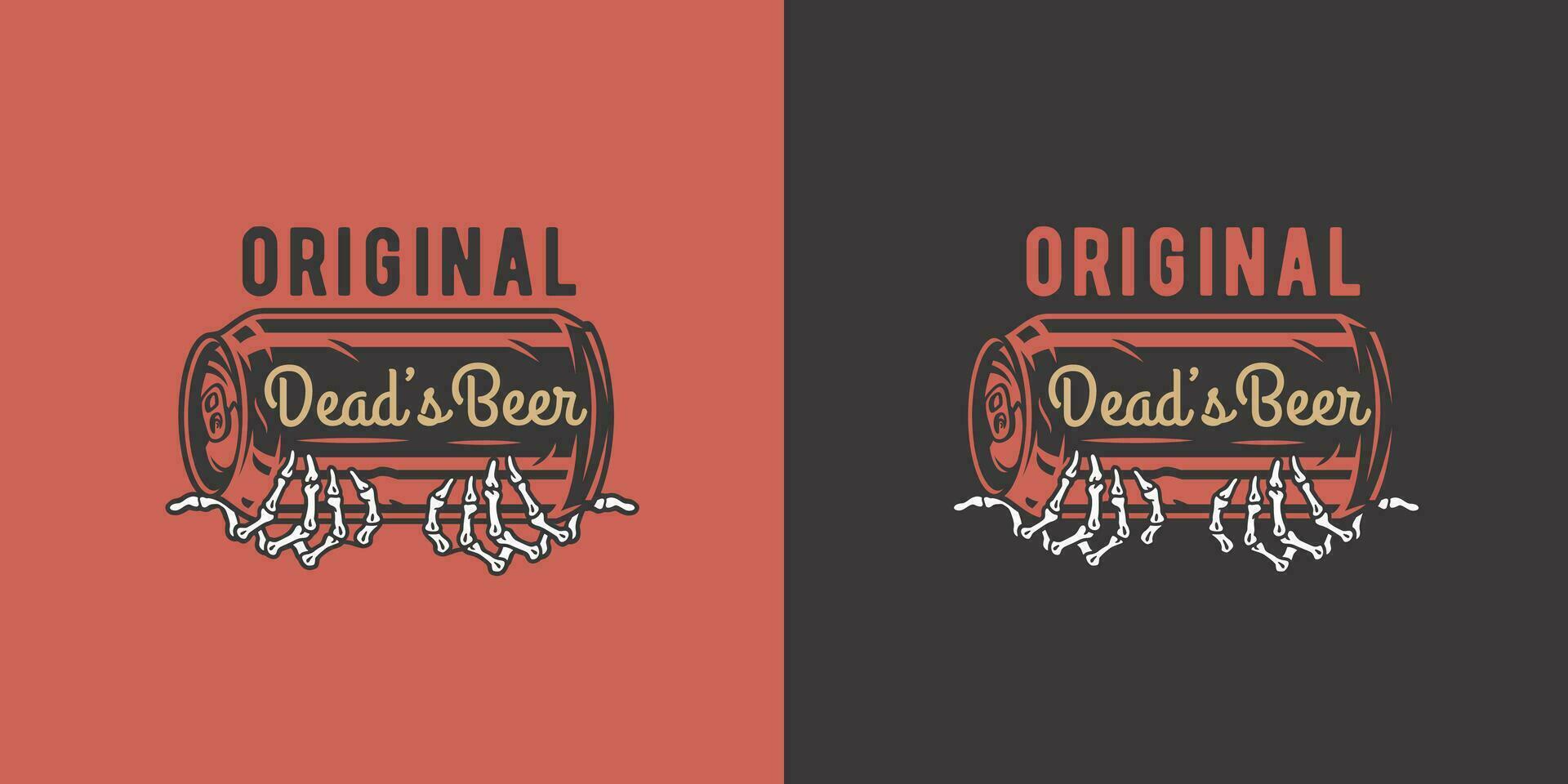 Beer can with skeleton hand for bar. Brew design vector