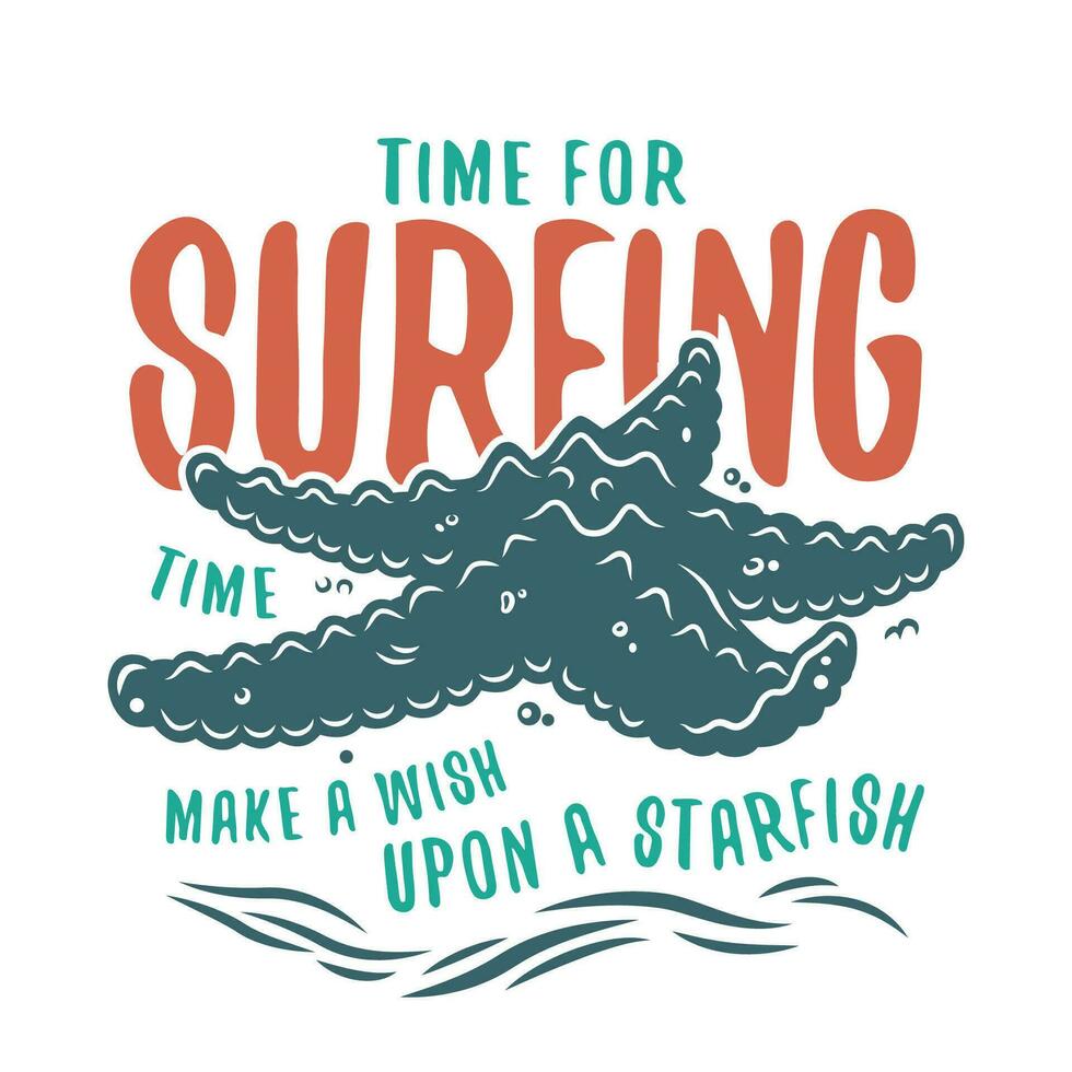 Starfish on the coast surfing summer print vector