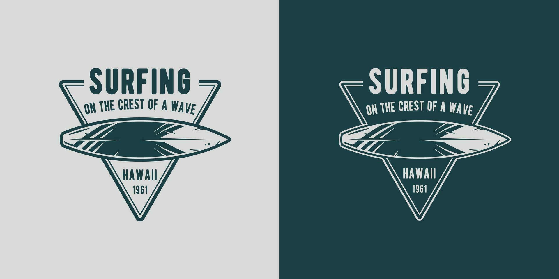 Surf board for surfing. Graphic hawaii surfboard vector