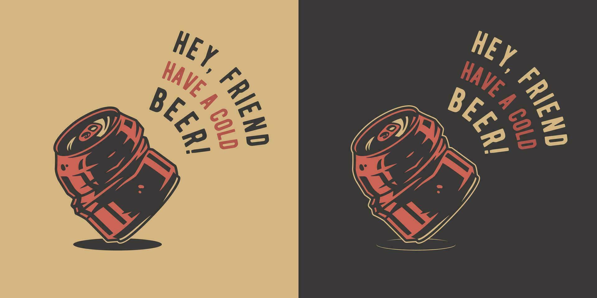 Beer crumpled can for bar. Brew design for pab vector