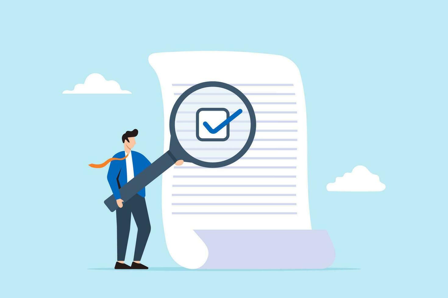 Businessman inspect document with magnifier vector