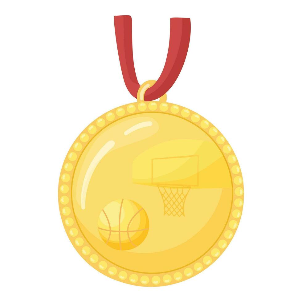 oro medalla baloncesto icono dibujos animados vector. deporte centrar gimnasio vector