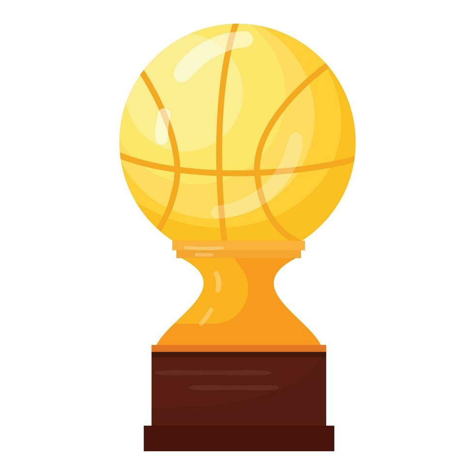 baloncesto oro taza icono dibujos animados vector. centrar jugar vector