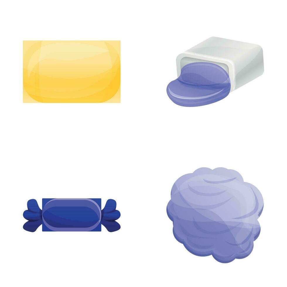 Chewing candy icons set cartoon vector. Multicolored chewing candy vector