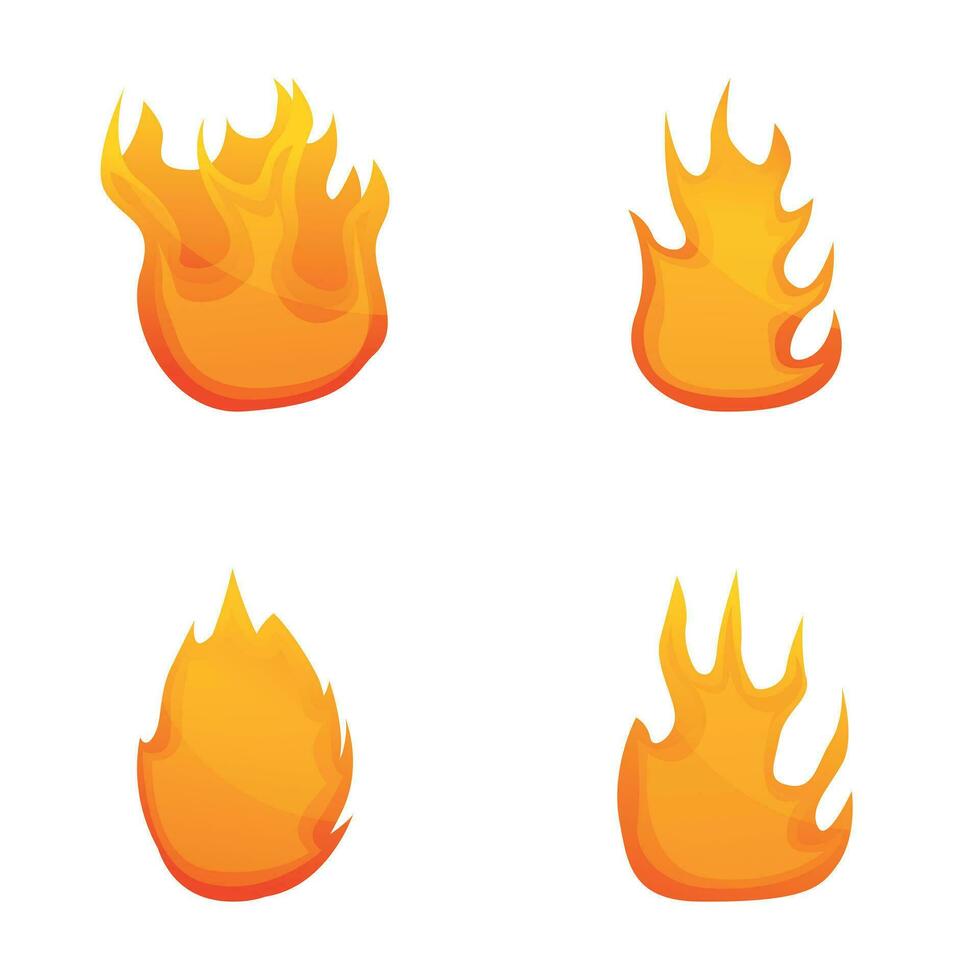 Fire icons set cartoon vector. Hot flaming element vector