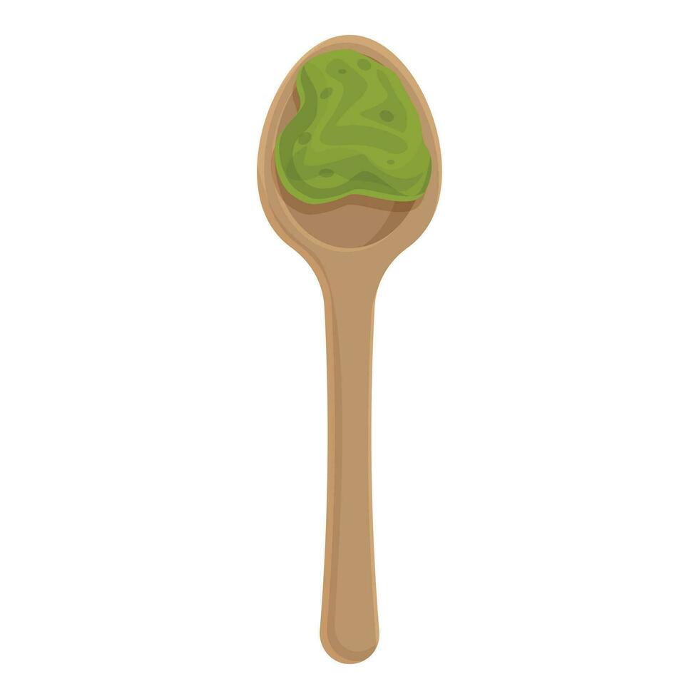 Pesto wood spoon icon cartoon vector. Condiment with garlic vector